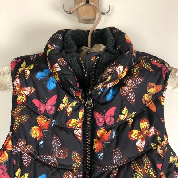 Old Navy Puffer Vest Butterfly Brown Girls Medium - Picture 3 of 8